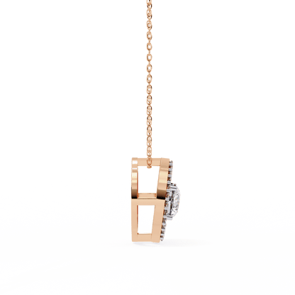 Milena - Marquise Halo Round Diamond Pendant