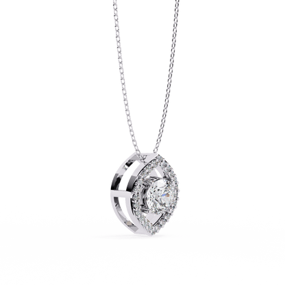 Milena - Marquise Halo Round Diamond Pendant