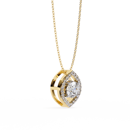 Milena - Marquise Halo Round Diamond Pendant