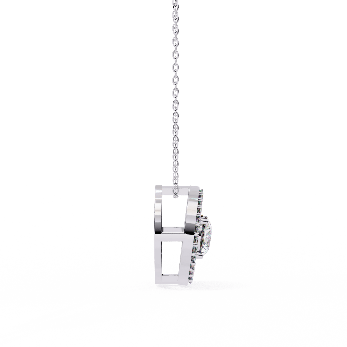 Milena - Marquise Halo Round Diamond Pendant