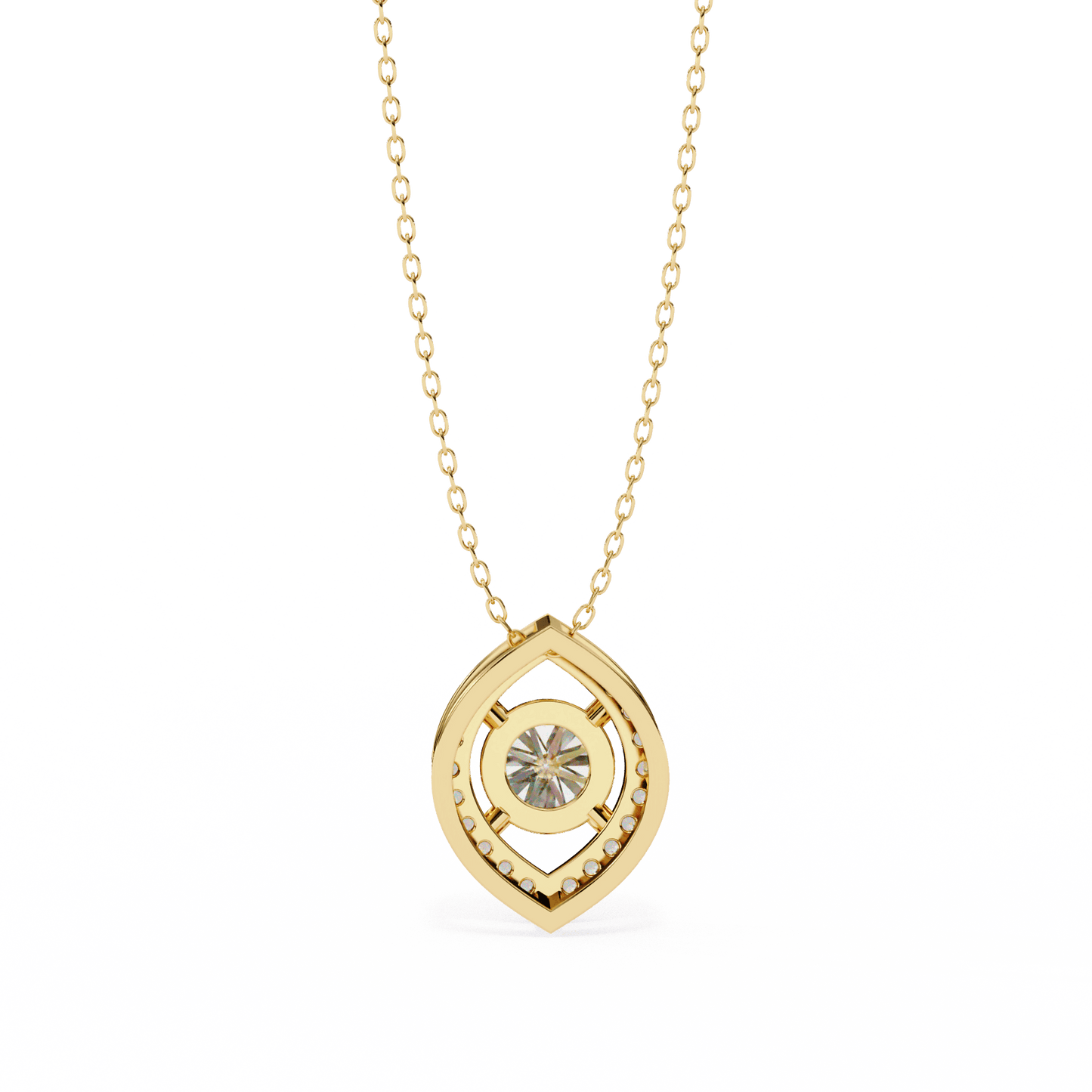 Milena - Marquise Halo Round Diamond Pendant