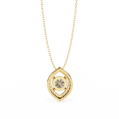 Milena - Marquise Halo Round Diamond Pendant