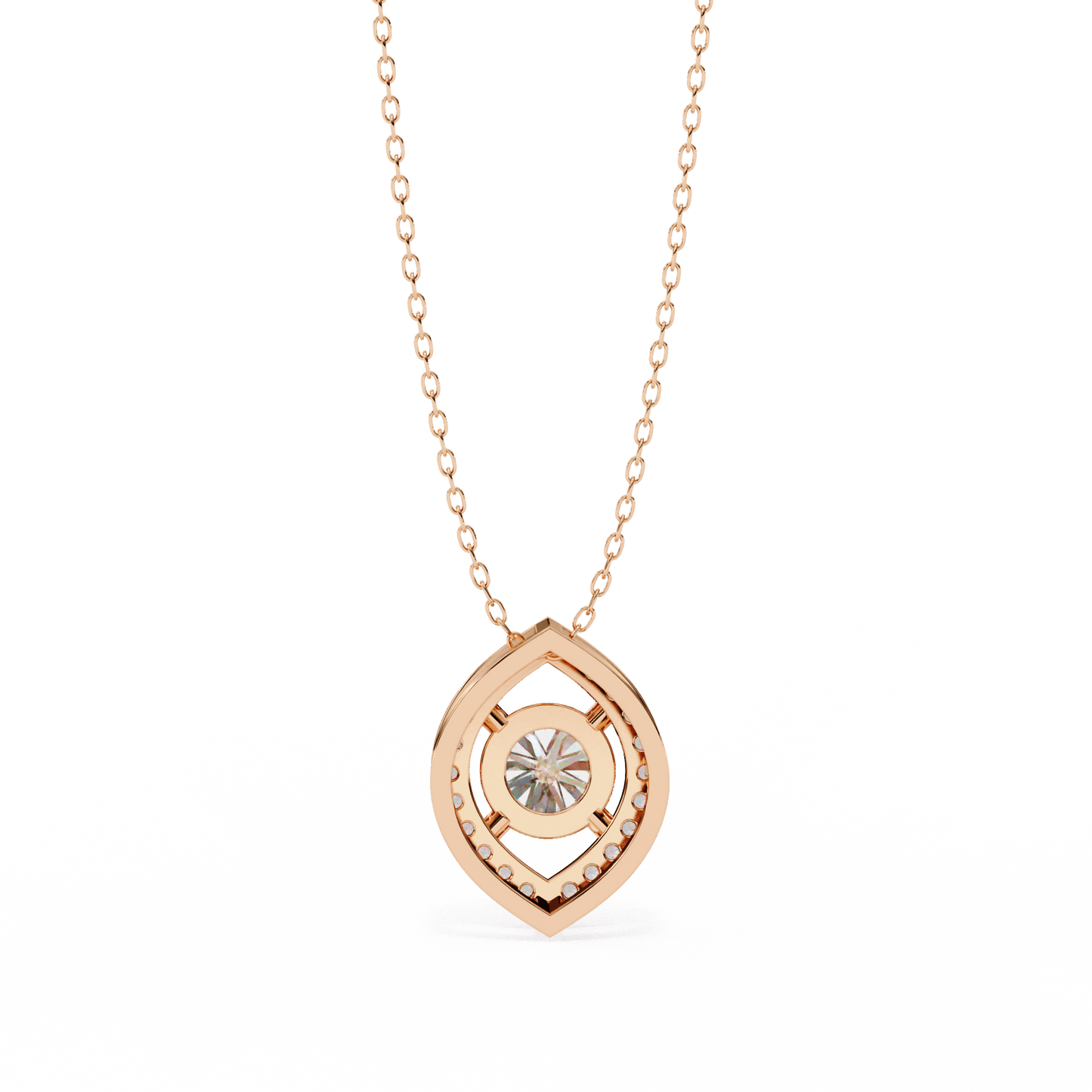 Milena - Marquise Halo Round Diamond Pendant