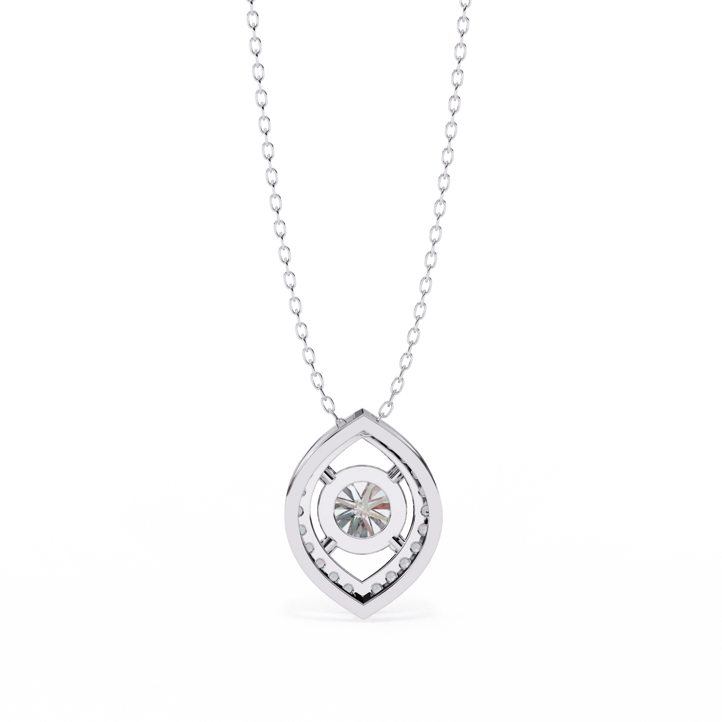 Milena - Marquise Halo Round Diamond Pendant