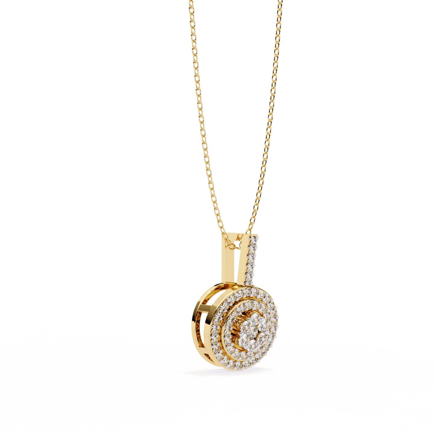 Neha – Illusion Cluster Double Halo Pendant