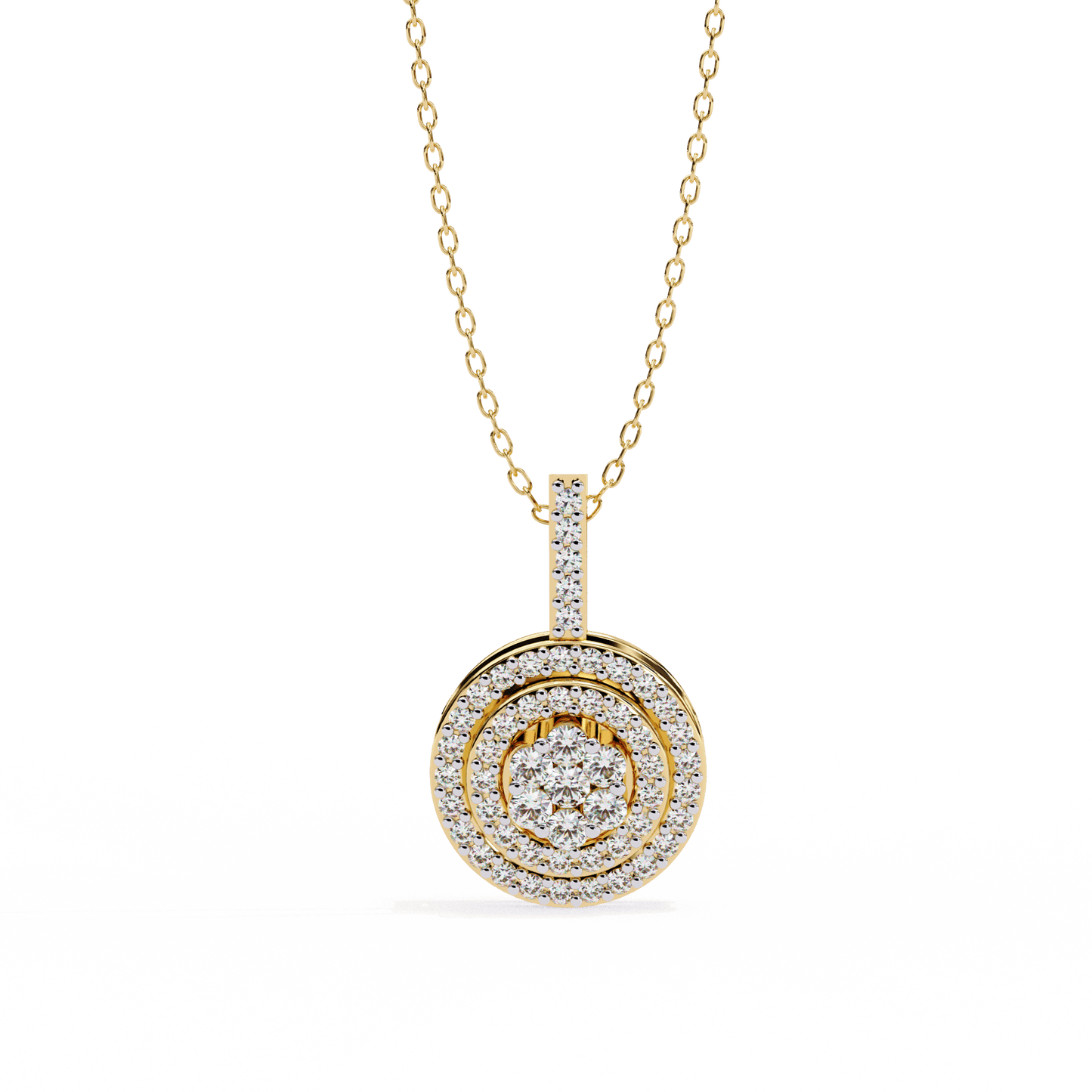 Neha – Illusion Cluster Double Halo Pendant
