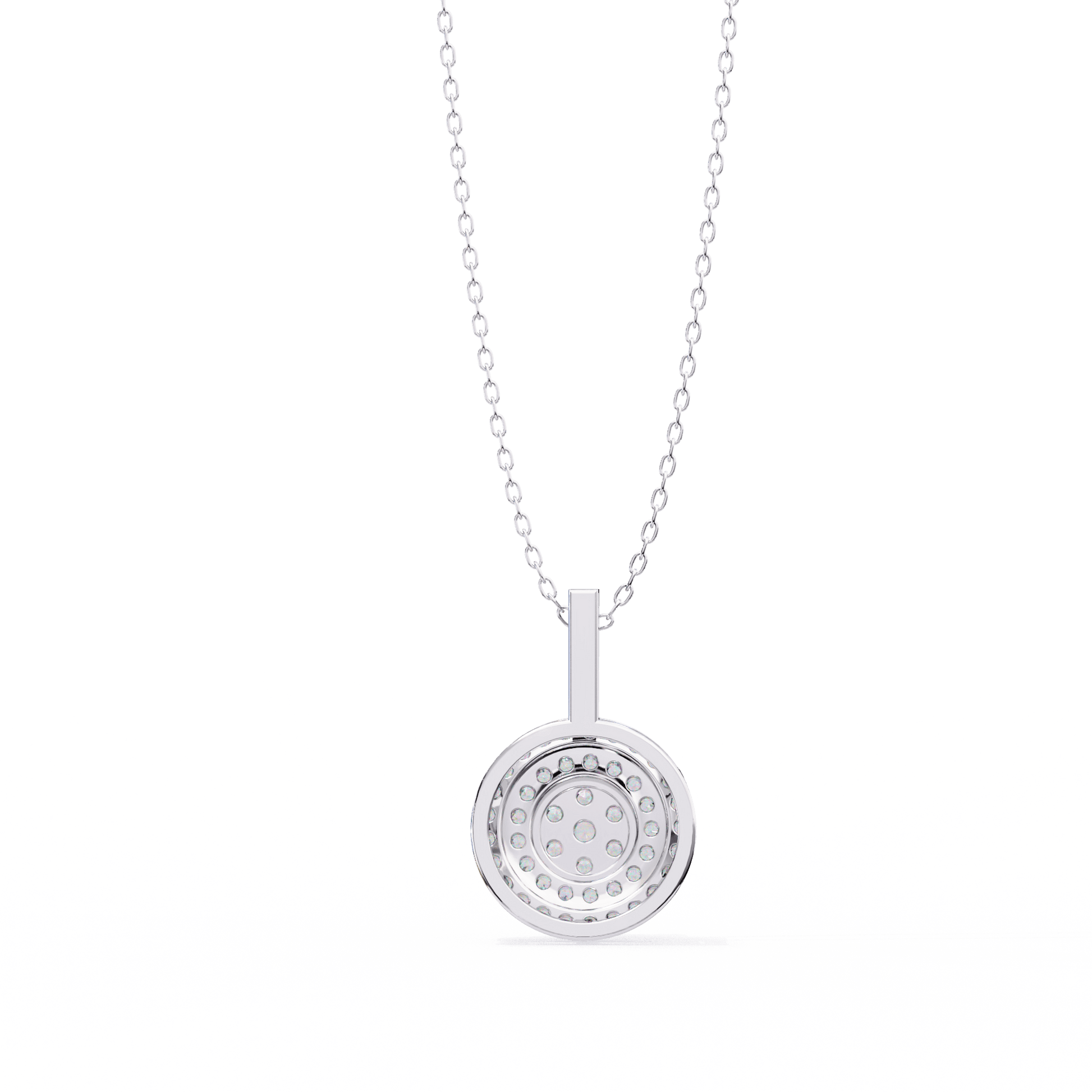 Neha Illusion Cluster Double Halo Pendant by Carat House Dubai featuring sparkling gemstones and intricate pendant design.