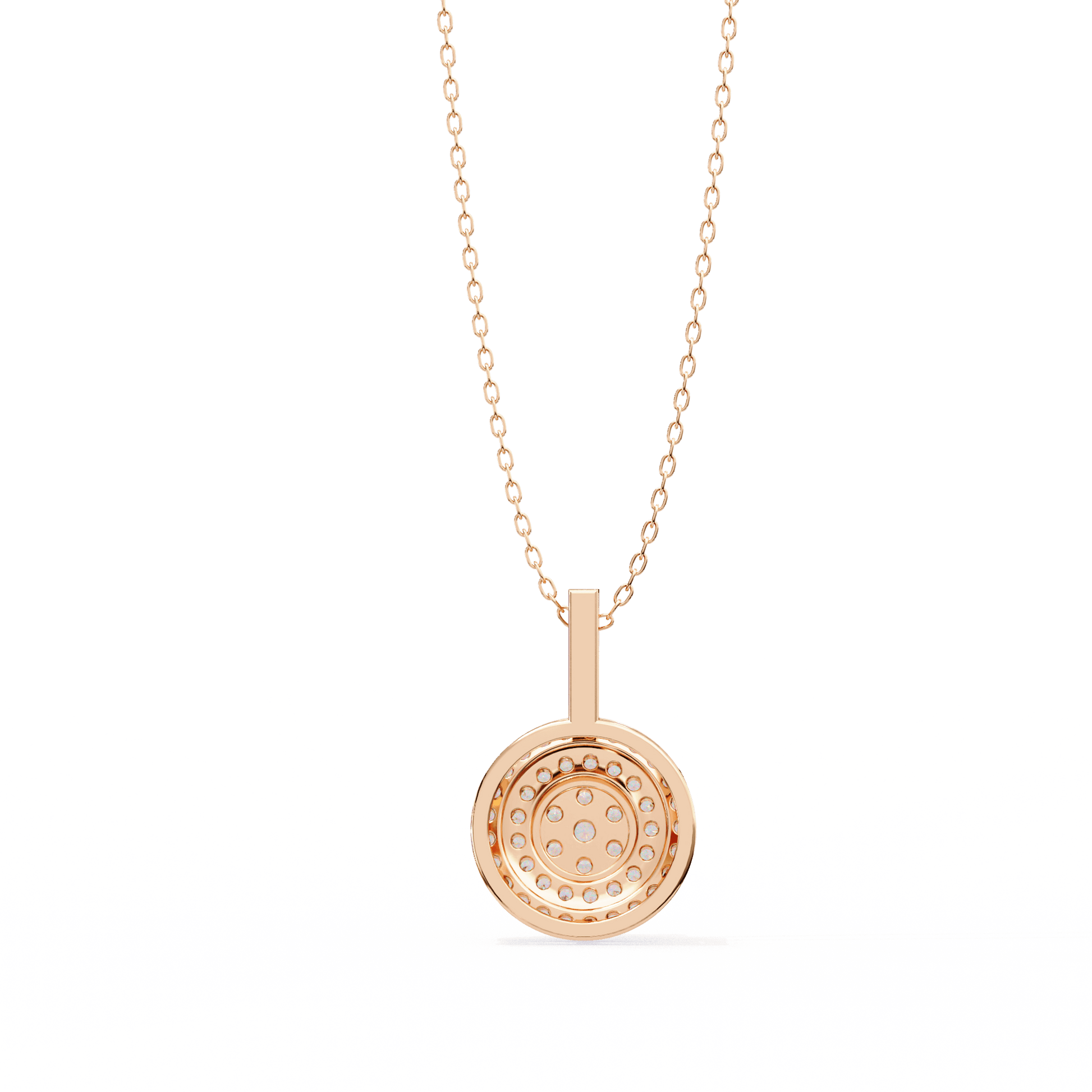 Neha Illusion Cluster Double Halo Pendant with sparkling stones, showcasing elegant jewelry design by Carat House Dubai.