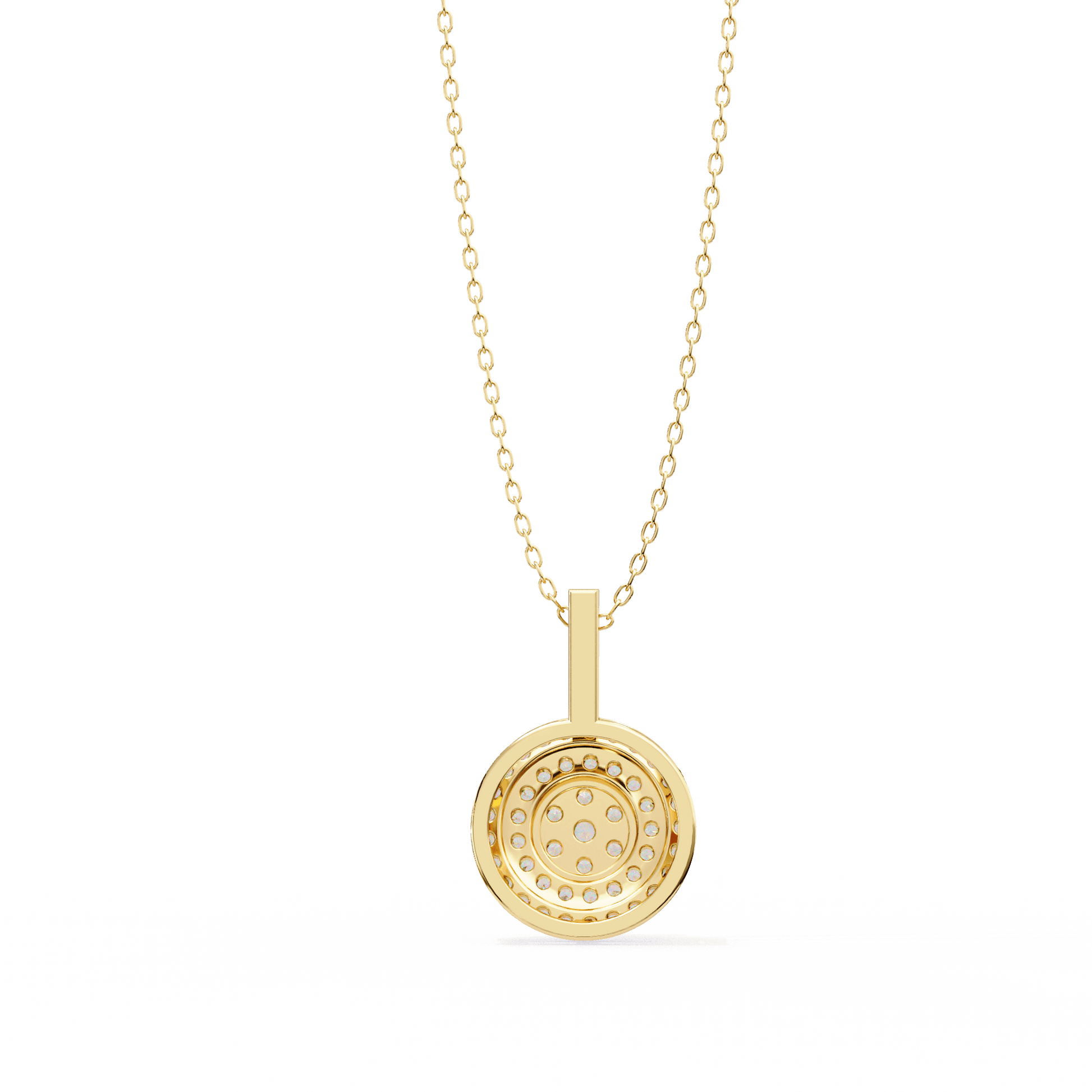 Neha Illusion Cluster Double Halo Pendant by Carat House Dubai featuring sparkling gemstones and intricate silver setting.