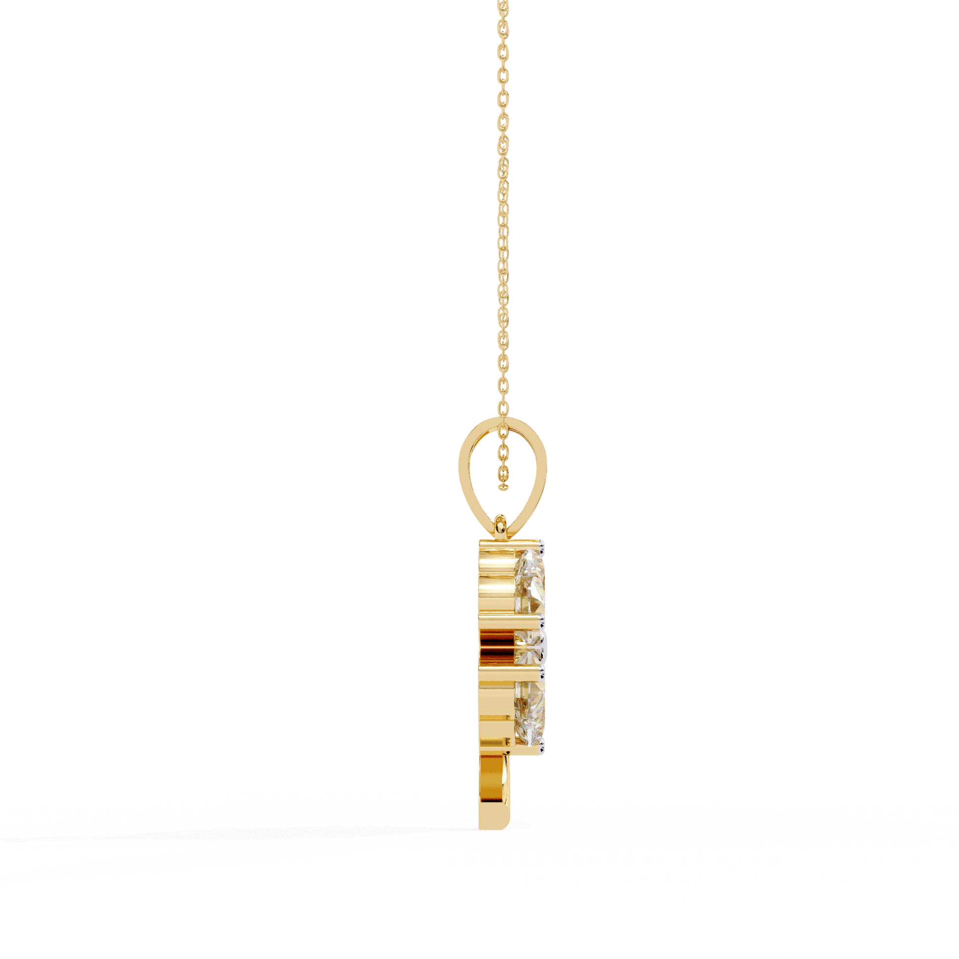 Diamond pendant necklace from Carat House Dubai featuring a clover-shaped design with a lucky in love motif.