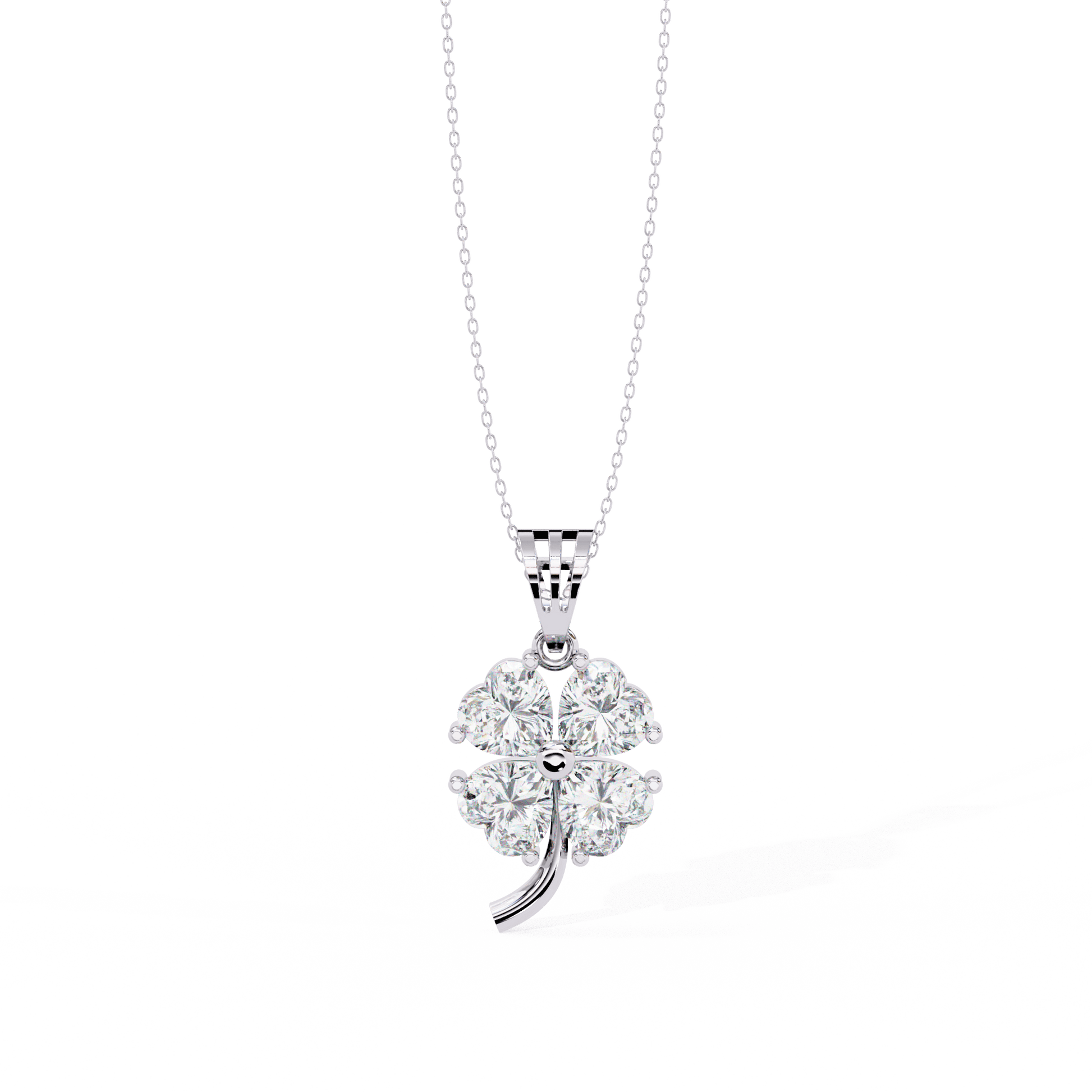 Clover - Lucky In Love diamond Pendant — diamond pendant necklace — lab grown diamond — 18k white gold — Carat House