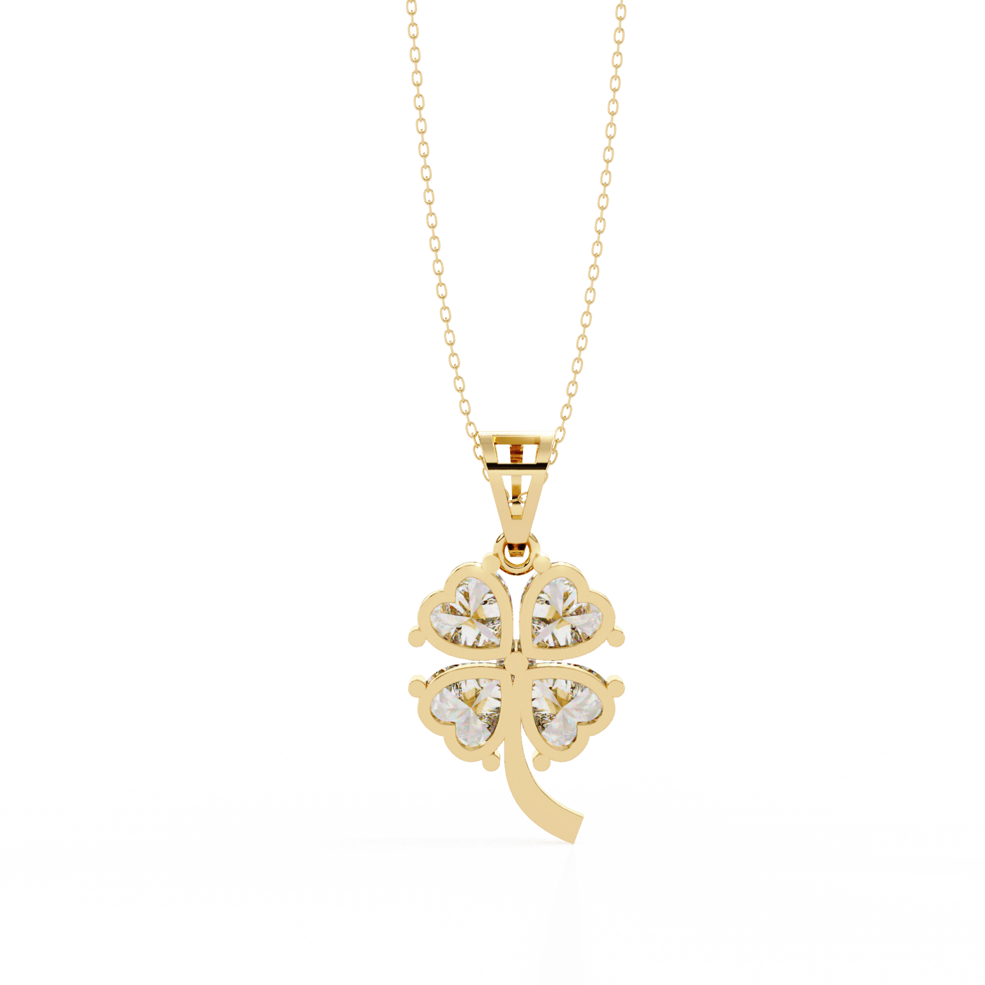 Diamond pendant featuring a clover design from Carat House Dubai, showcasing a Lucky In Love motif on a delicate chain.