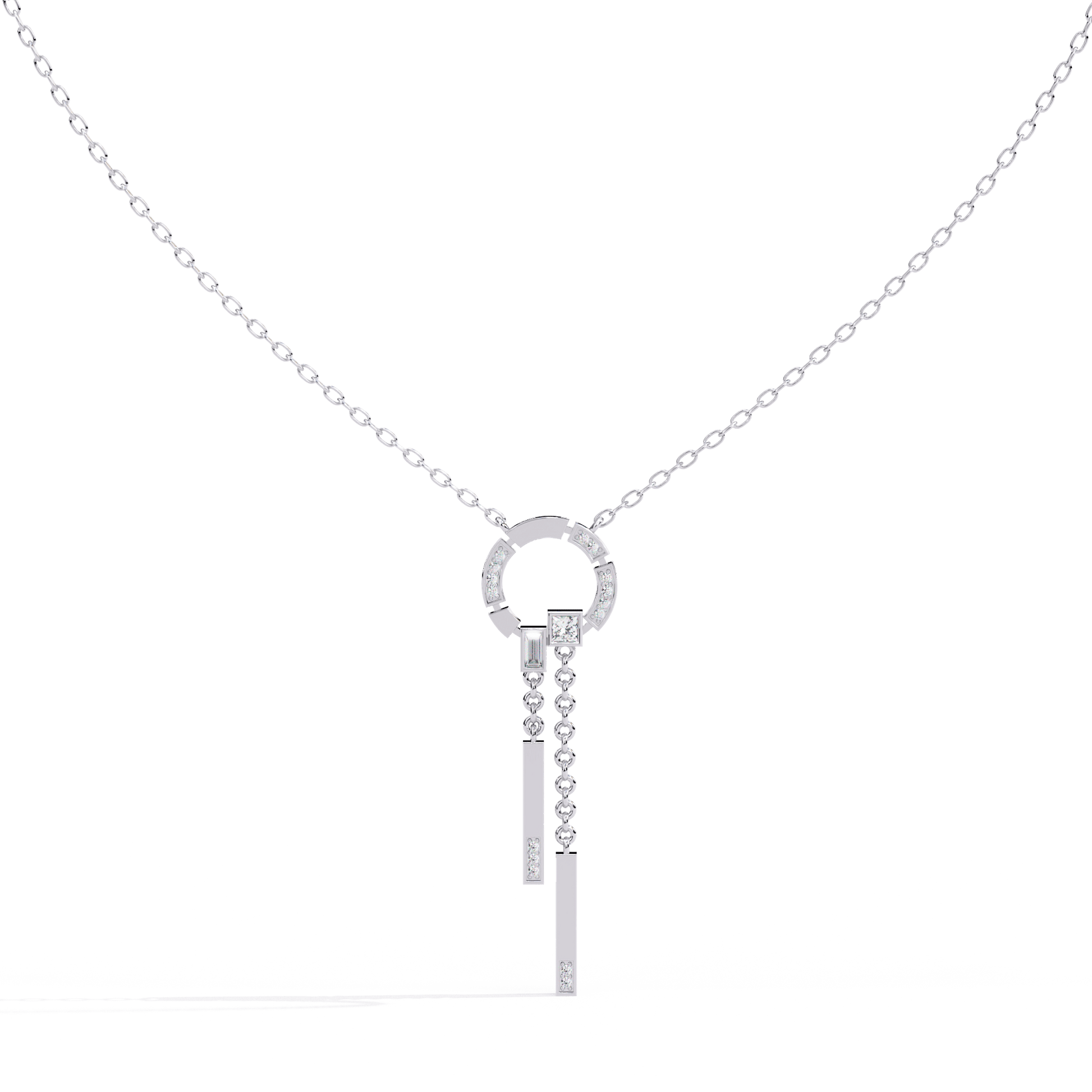 Sonia – Diamond Cascade Circle Pendant — diamond pendant necklace — lab grown diamond — 18k white gold — Carat House