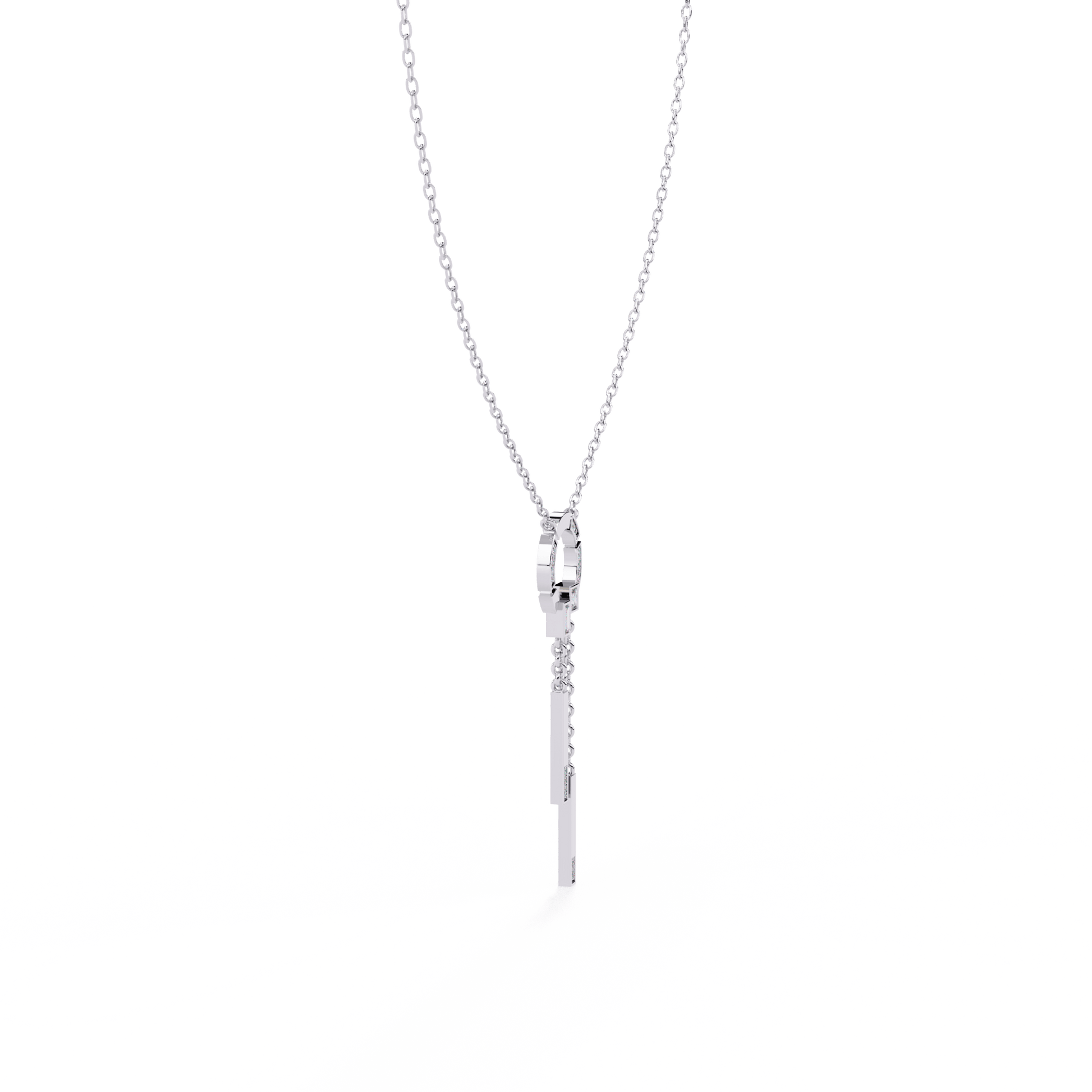 Diamond cascade circle pendant from Carat House Dubai, Sonia collection, featuring sparkling diamond accents on a delicate chain.