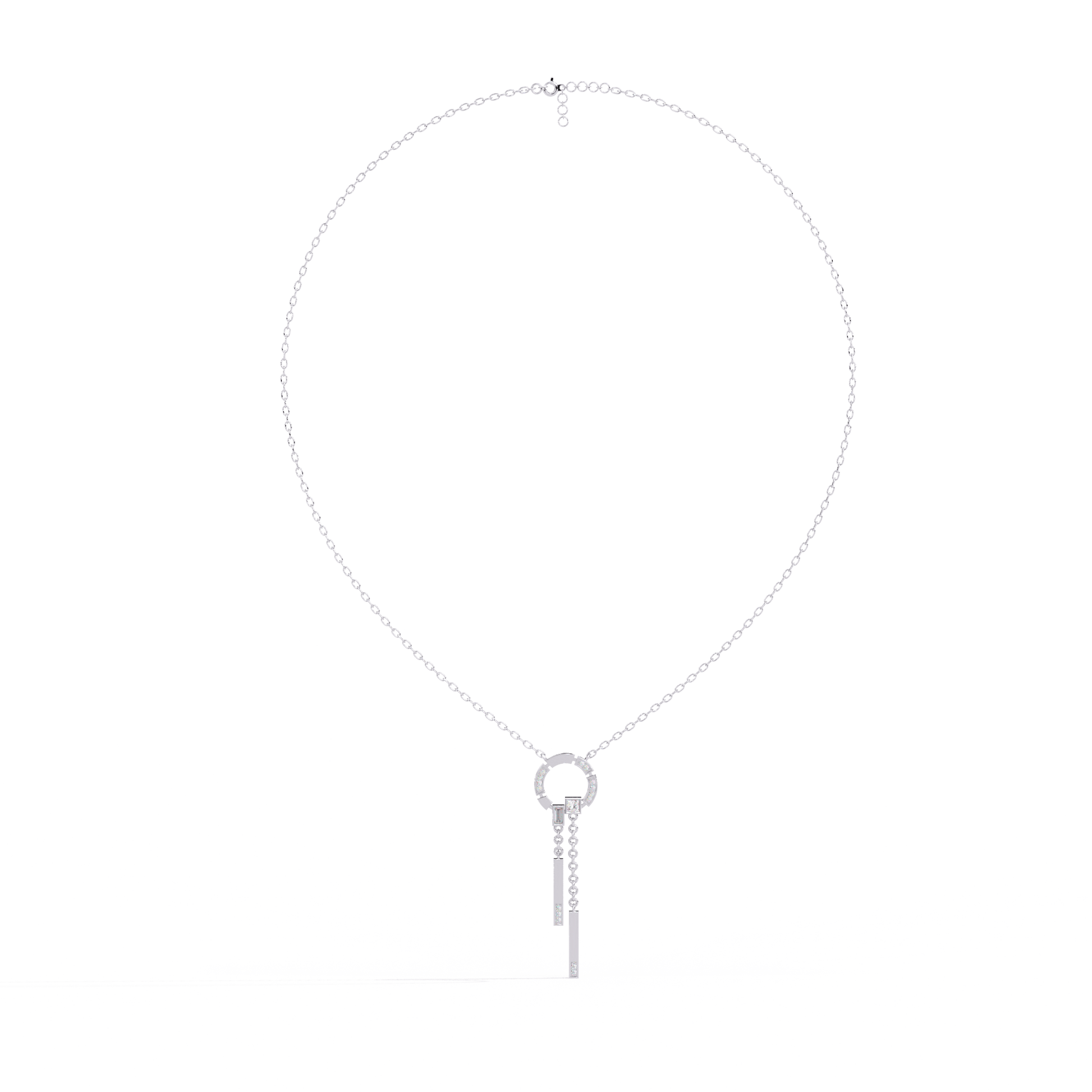 Diamond cascade circle pendant from Carat House Dubai's Sonia collection, featuring sparkling diamonds on a delicate chain.