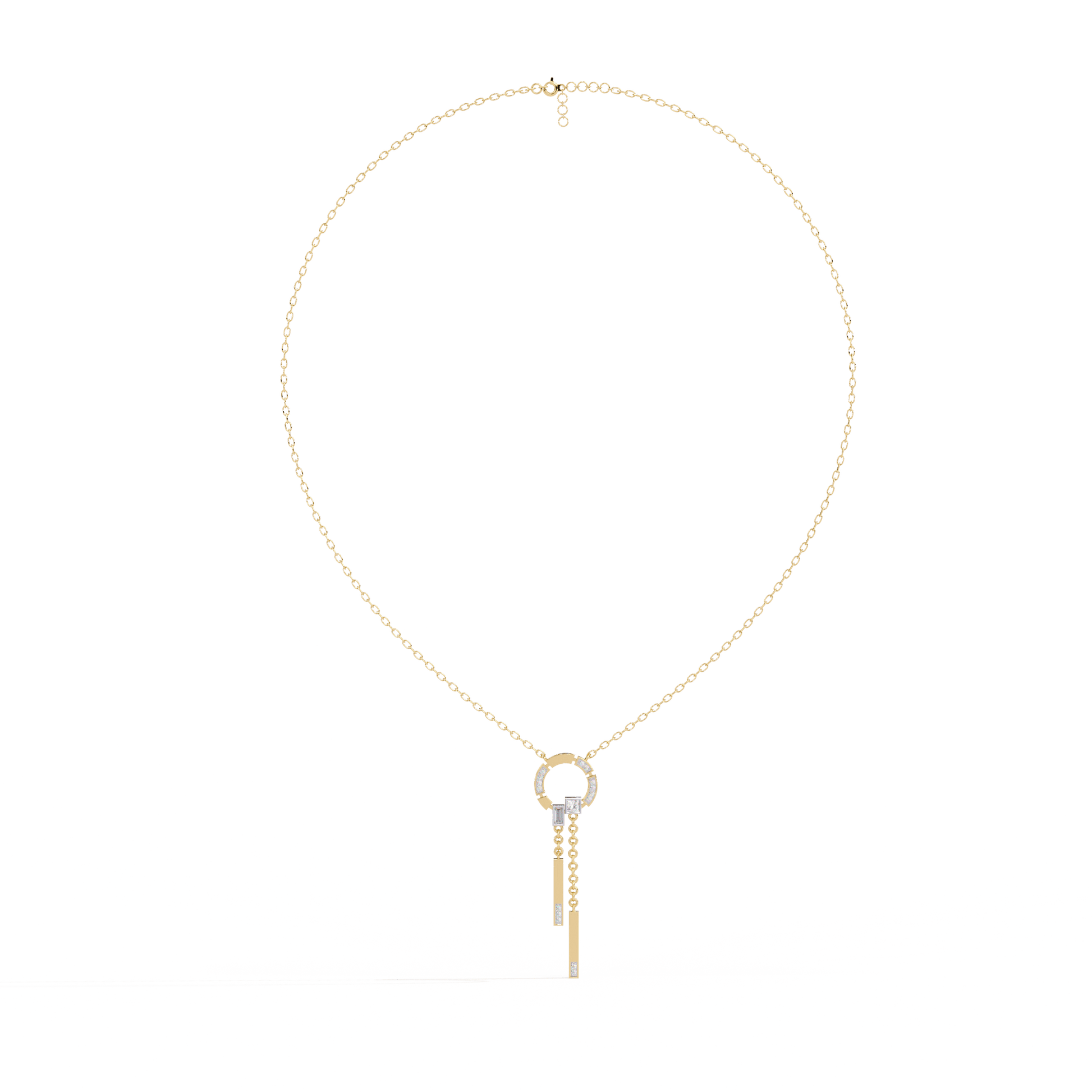 Carat House Dubai Sonia Diamond Cascade Circle Pendant featuring sparkling diamonds and a elegant circular design.