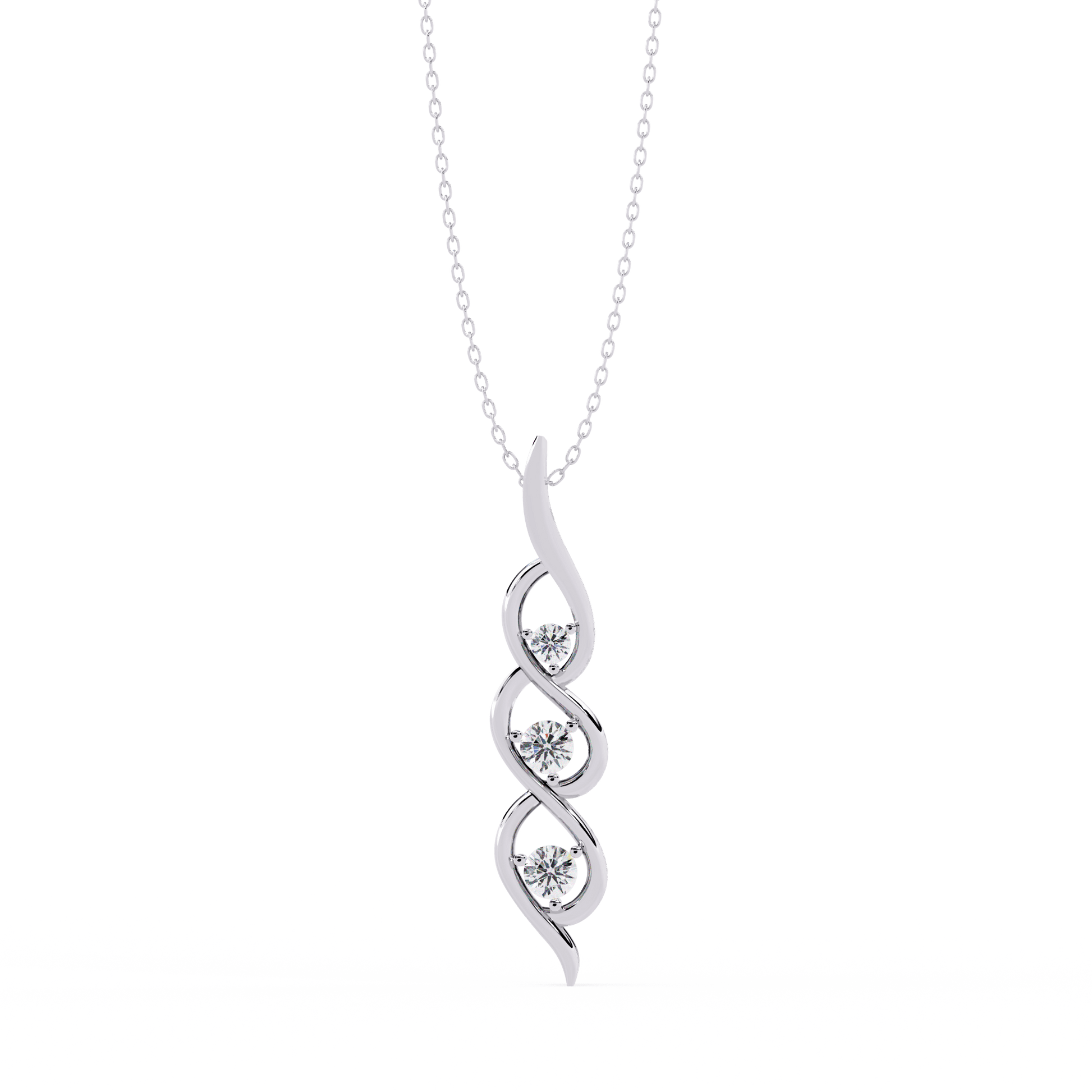 Adana – Tranquil Flow Diamond Pendant — diamond pendant necklace — lab grown diamond and natural diamond — 18k white gold — Carat House