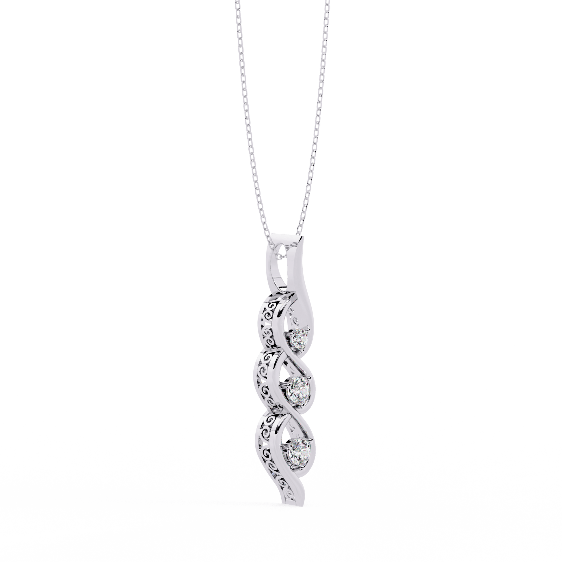 Adana Tranquil Flow Diamond Pendant by Carat House Dubai featuring a delicate diamond pendant on a fine chain.