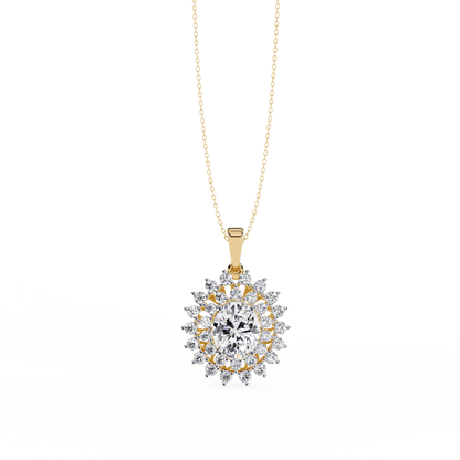 Adrienne – Double Halo Oval Diamond Pendant