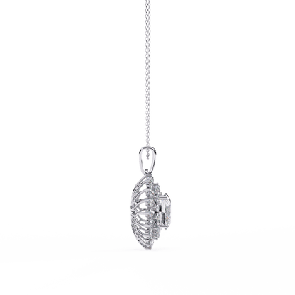 Adrienne – Double Halo Oval Diamond Pendant