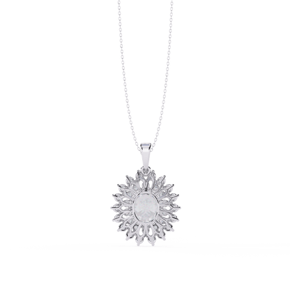 Adrienne – Double Halo Oval Diamond Pendant
