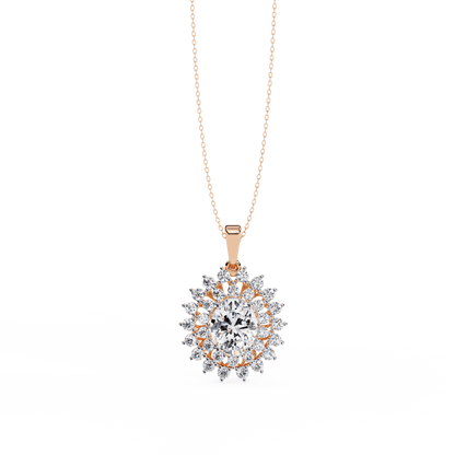 Adrienne – Double Halo Oval Diamond Pendant