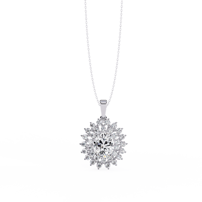Adrienne – Double Halo Oval Diamond Pendant