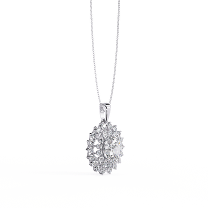 Adrienne – Double Halo Oval Diamond Pendant