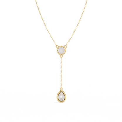 Amina – Dual Solitaire Drop Pendant
