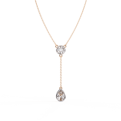 Amina – Dual Solitaire Drop Pendant