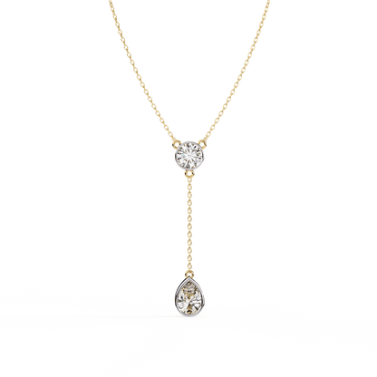 Amina – Dual Solitaire Drop Pendant