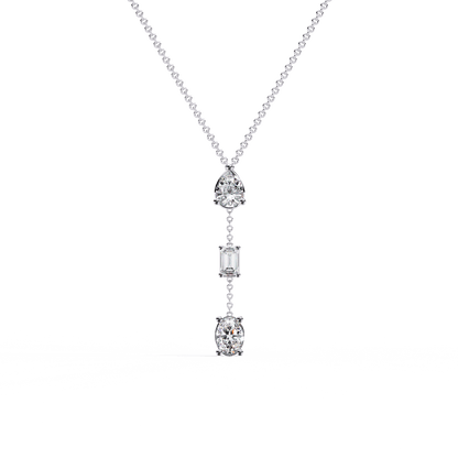 Azar- Three-Stone Solitaire Drop Pendant