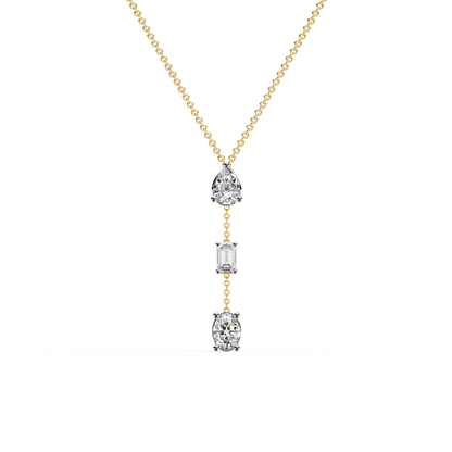 Azar- Three-Stone Solitaire Drop Pendant