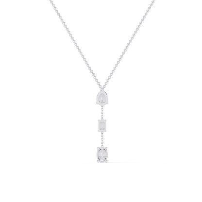 Azar- Three-Stone Solitaire Drop Pendant