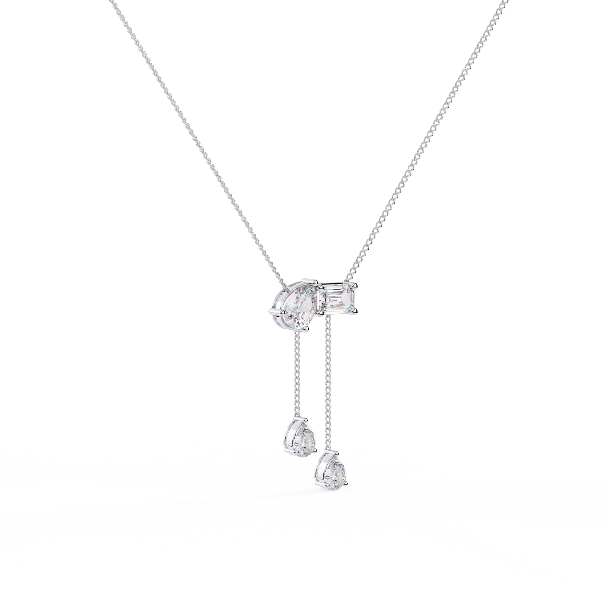 Carat House Dubai Camille Pear and Emerald Drop Pendant with accented pear-shaped gemstones and elegant design.