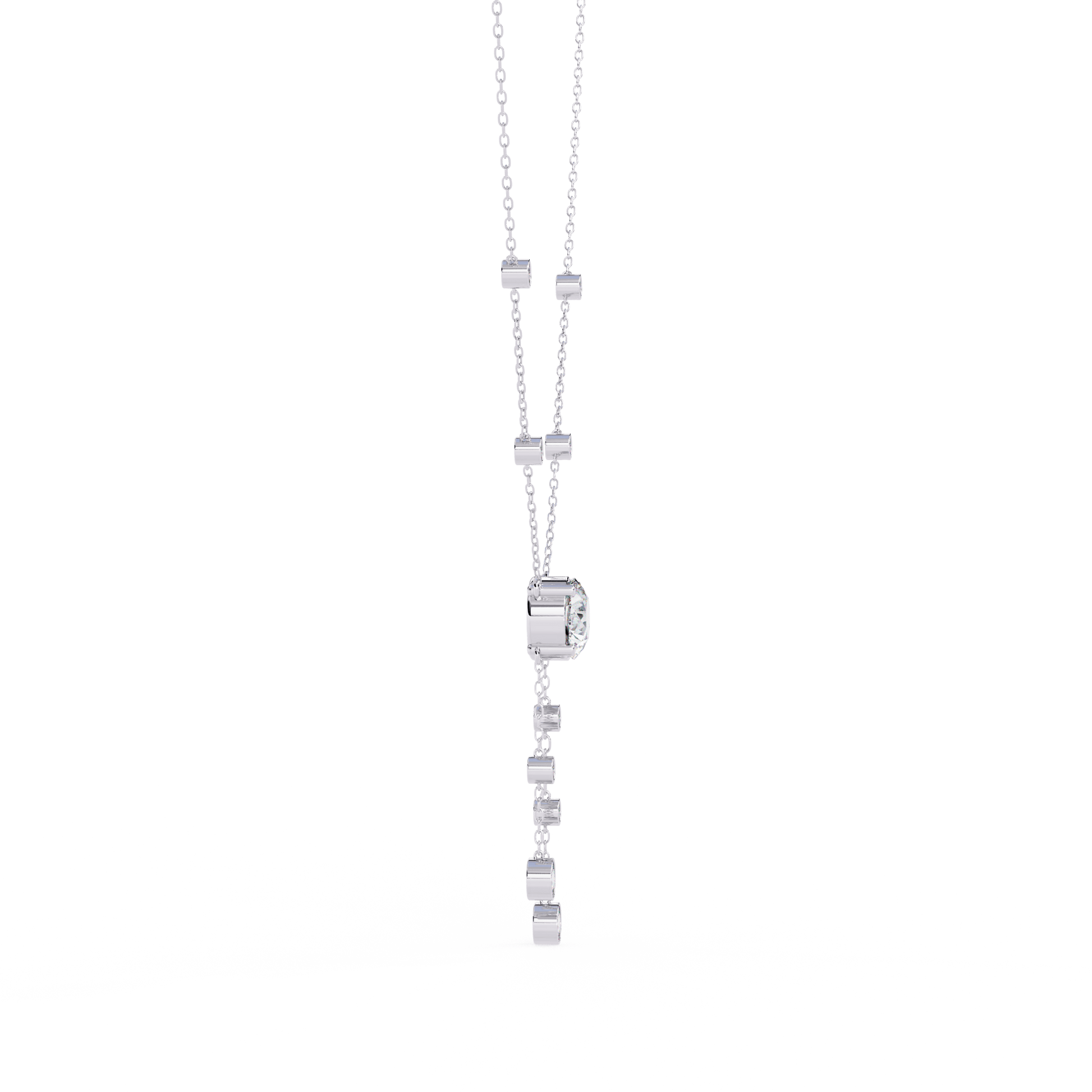 Round-cut diamond drop necklace from Candace collection by Carat House Dubai, featuring elegant sparkling gemstones and a delicate chain.