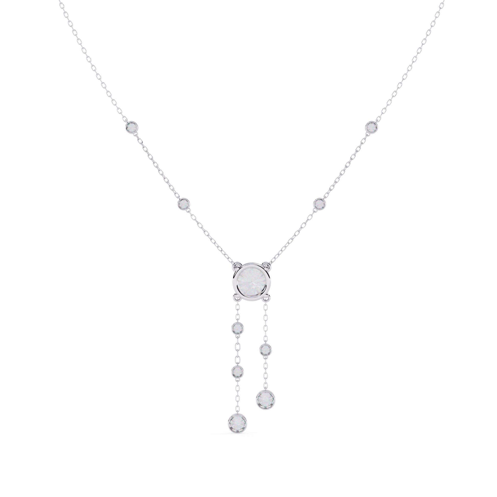 Carat House Dubai Candace round-cut diamond drop necklace featuring sparkling diamonds on a delicate chain.