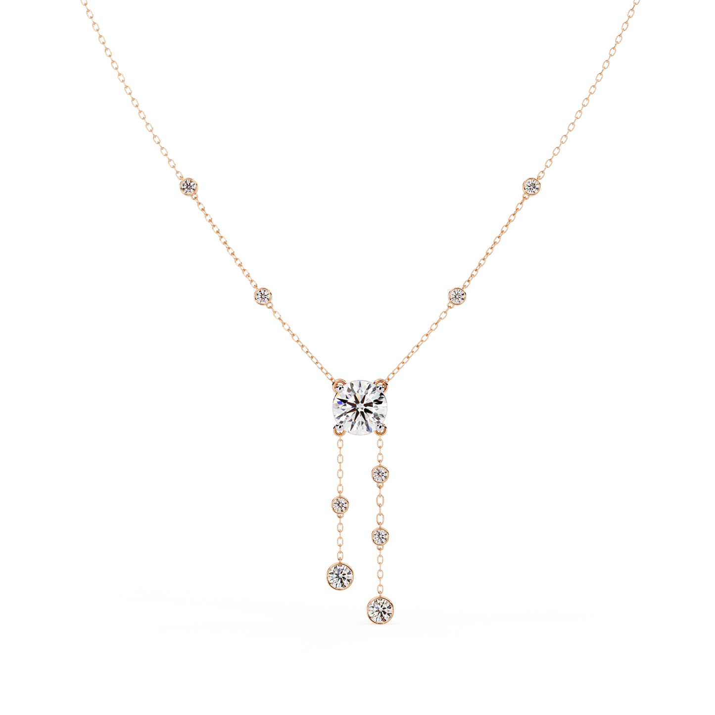 Candace - Round-Cut Diamond Drop Necklace