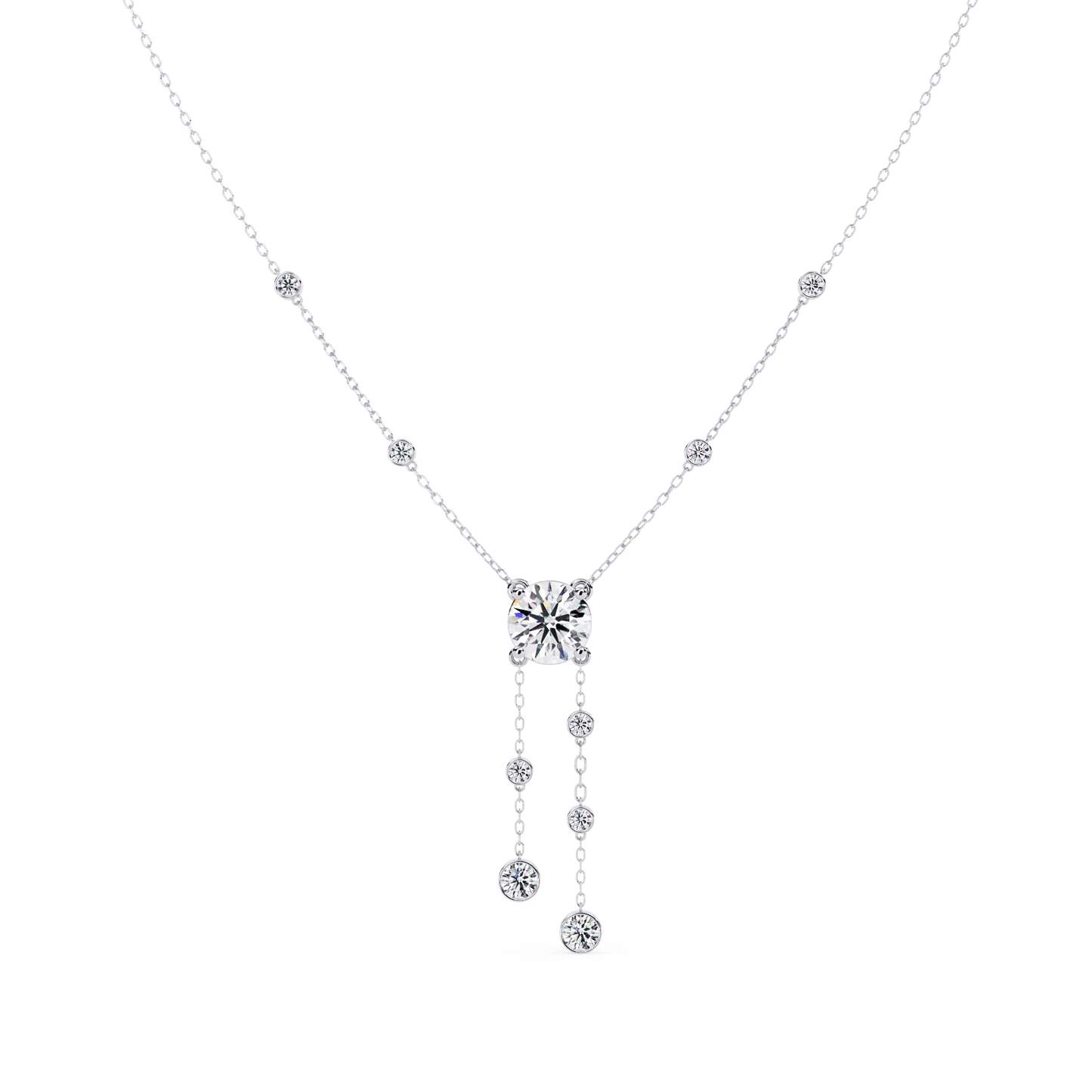Candace - Round-Cut Diamond Drop Necklace
