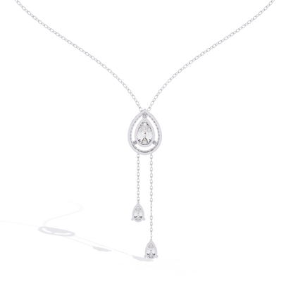 Carrie – Pear-Cut Halo Drop Necklace with Pear Accents