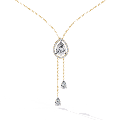 Carrie – Pear-Cut Halo Drop Necklace with Pear Accents