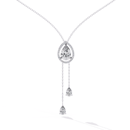Carrie – Pear-Cut Halo Drop Necklace with Pear Accents