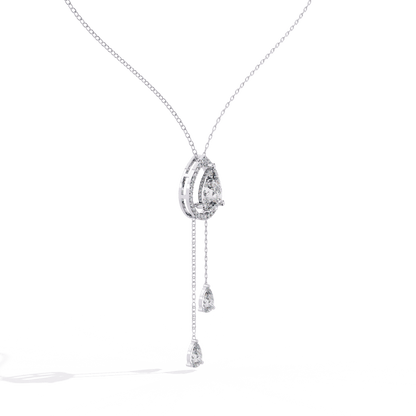 Carrie – Pear-Cut Halo Drop Necklace with Pear Accents