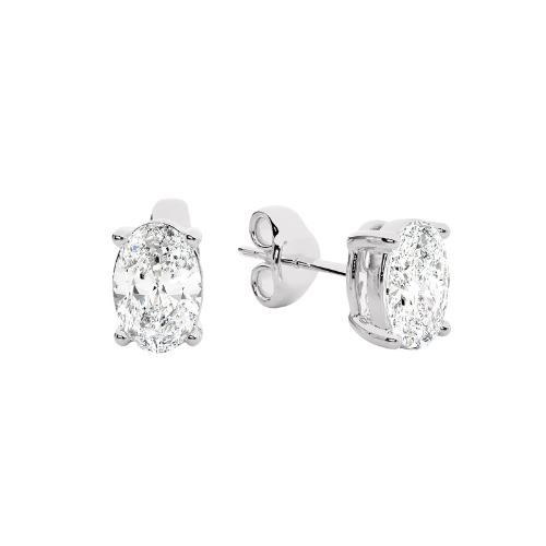 Beverly- Oval-Cut Diamond Studs in a 4-Prong Basket Setting — diamond stud earrings — lab grown diamond and natural diamond — 18k white gold and platinum — Carat House