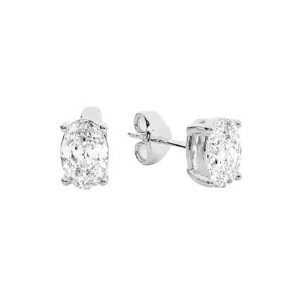 Beverly- Oval-Cut Diamond Studs in a 4-Prong Basket Setting