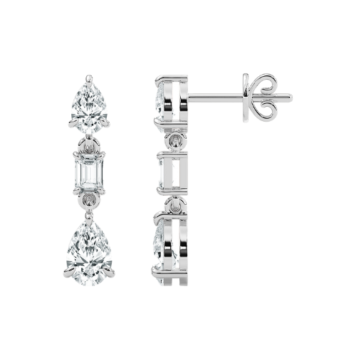 Carat House Dubai Ella Pear and Emerald-Cut Drop Studs featuring elegant pear-shaped and emerald-cut gemstone earrings.