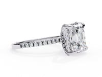 Amara — radiant cut diamond engagement ring | single halo two-tone setting with half pavé band | lab diamond or natural diamond | platinum or 18k white gold | Carat House Australia