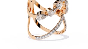 Ivara- Modern Diamond Ring with Open Arrow Silhouette and Pear Stones