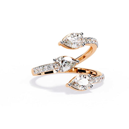 Medusa- Split Band Ring with Pear-Cut Diamonds and Pavé Accents
