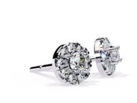 Bonnie – Round Diamond Studs with Illusion Halo